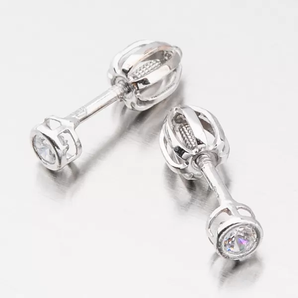 Dámske náušnice biele zlato 585 zirkón v jednoduchom dizajne 52GZ-62231B-SR