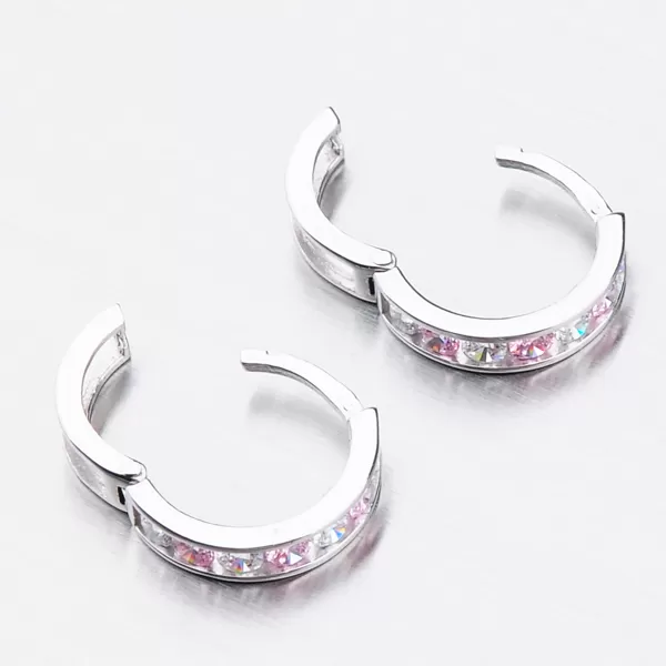 Detské náušnice biele zlato 585 kruhy so zirkónmi 52GZ-3345BRB