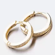 Detské náušnice žlté zlato krúžky 585 so zirkónmi 52GZ-3344ZBB