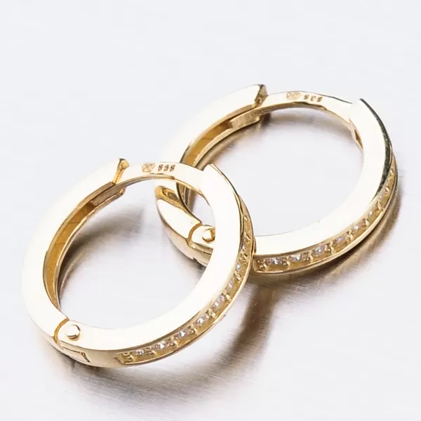 Detské náušnice žlté zlato krúžky 585 so zirkónmi 52GZ-3344ZBB