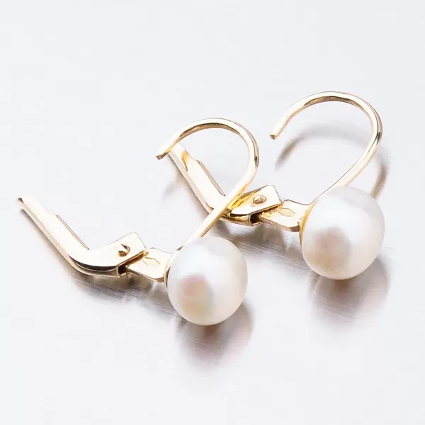 Dámske náušnice žlté zlato 585 perál visiace 52GZ-8002Z-KL