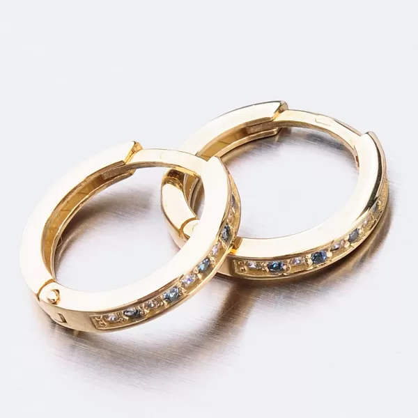 Detské náušnice žlté zlato krúžky 585 so zirkónmi 52GZ-3344ZMB