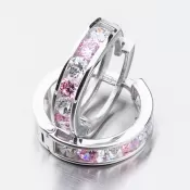 Detské náušnice biele zlato 585 kruhy so zirkónmi 52GZ-3345BRB