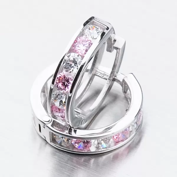 Detské náušnice biele zlato 585 kruhy so zirkónmi 52GZ-3345BRB