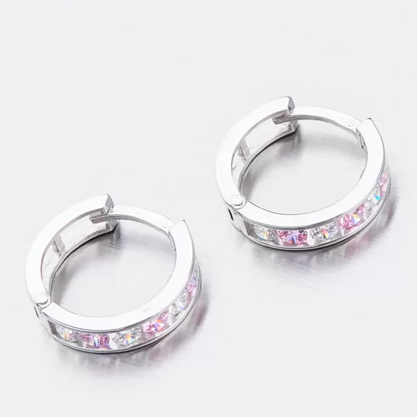 Detské náušnice biele zlato 585 kruhy so zirkónmi 52GZ-3345BRB