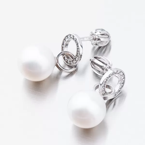 Zlaté visiace náušnice s perlou 52GZ-3123B