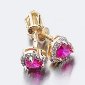 Dámske náušnice žlté zlato 585 zirkón so srdiečkom 52GZ-8015ZCB-SR