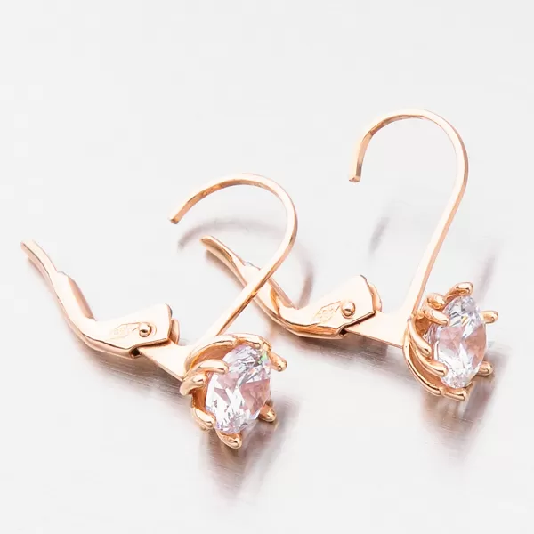 Dámske náušnice z ružového zlata so zirkónmi 52GZ-8001CV-KL