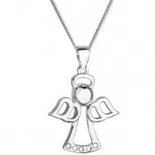 Strieborný náhrdelník anjel so Swarovski kryštálmi biely 32076.1