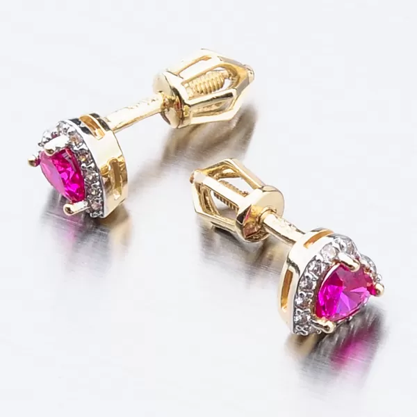 Dámske náušnice žlté zlato 585 zirkón so srdiečkom 52GZ-8015ZCB-SR