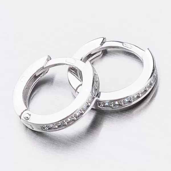 Detské náušnice biele zlato 585 kruhy so zirkónmi 52GZ-3342BBB