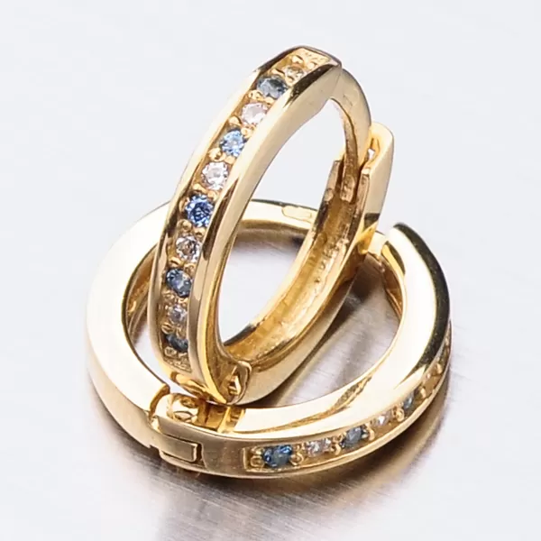 Detské náušnice žlté zlato 585 zirkónové krúžky 52GZ-3343ZMB