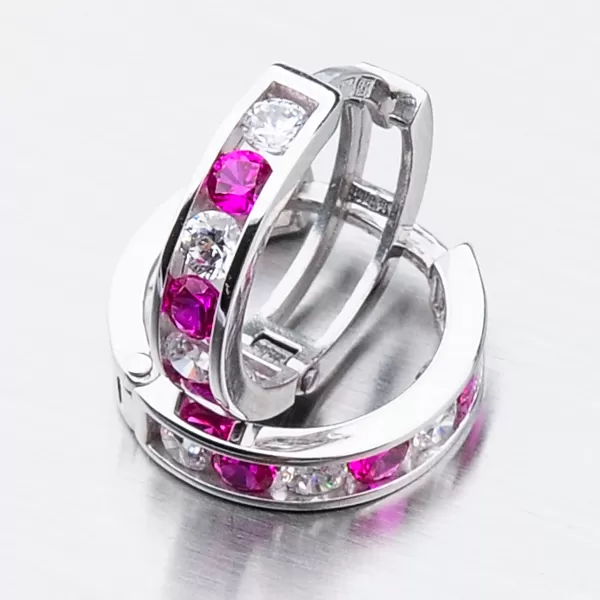 Detské náušnice biele zlato 585 kruhy so zirkónmi 52GZ-3345BCB