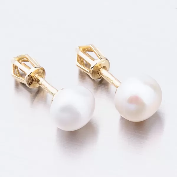 Dámske náušnice žlté zlato 585 perál s bielou 52GZ-8002Z-SR