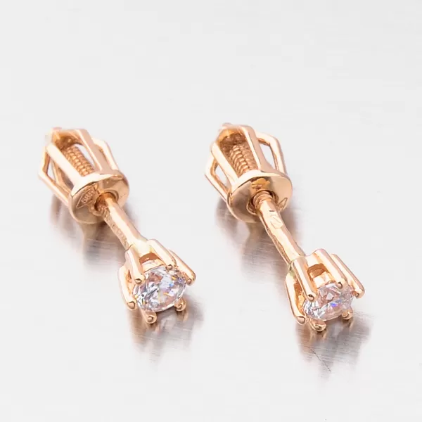 Dámske náušnice ružové zlato 585 zirkón v ružovej farbe 52DZ-8012CV-ZIR