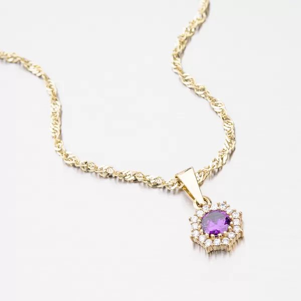 Zlatý prívesok s fialovým zirkónom 352p-130086-05