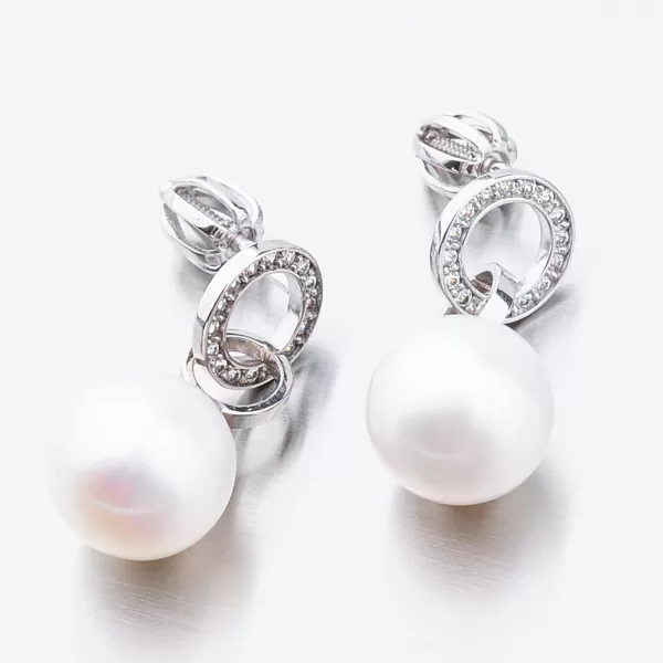 Zlaté visiace náušnice s perlou 52GZ-3123B