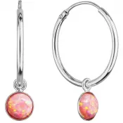 Strieborné náušnice kruhy s oranžovým syntetickým opálom 11401.3