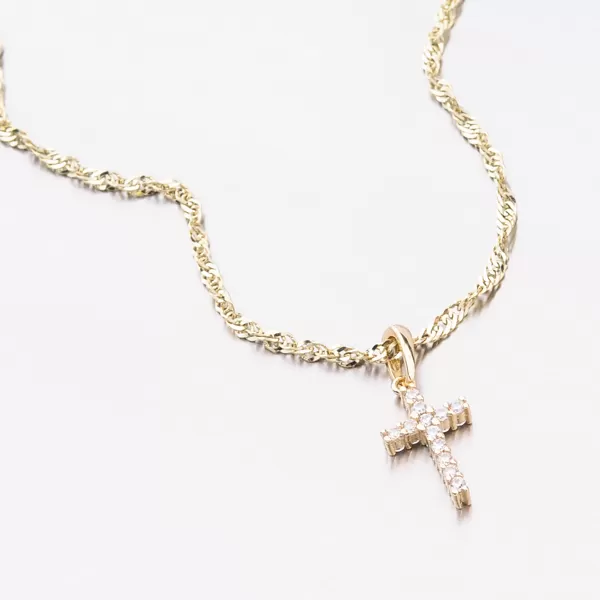 Zlatý kríž so zirkónmi z oboch strán 53DZ-60100Z-ZIR