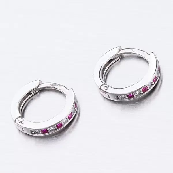 Detské náušnice biele zlato 585 kruhy so zirkónmi 52GZ-3342BCB