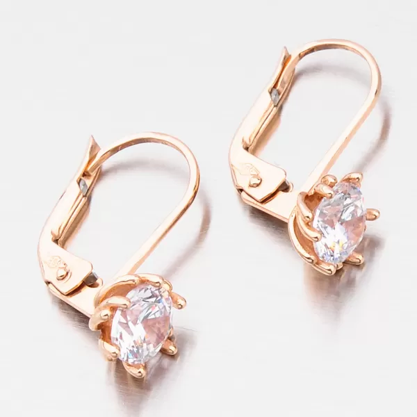 Dámske náušnice z ružového zlata so zirkónmi 52GZ-8001CV-KL