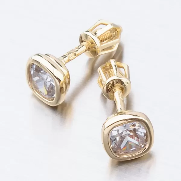 Dámske náušnice žlté zlato 585 zirkón v žltej farbe so štvorcom 52GZ-8029Z-SR