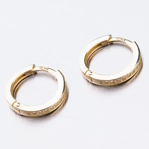 Detské náušnice žlté zlato krúžky 585 so zirkónmi 52GZ-3344ZBB