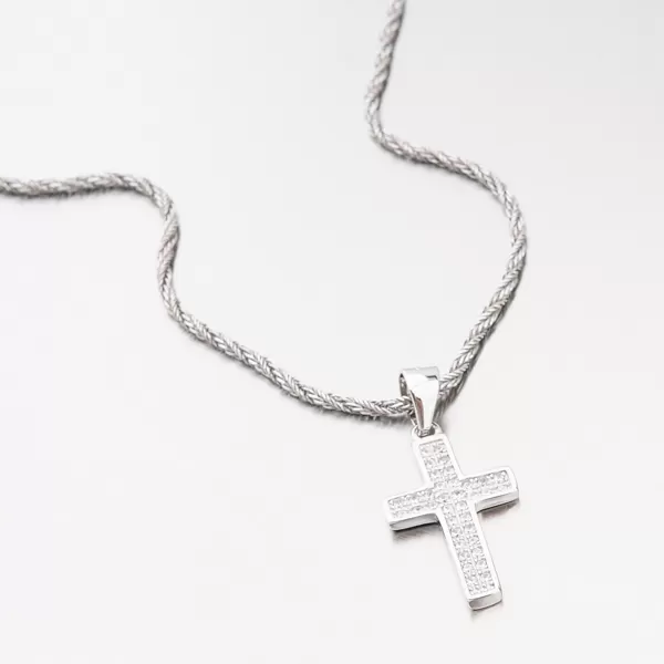 Strieborný krížik so zirkónmi HST-13236