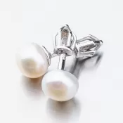 Dámske náušnice s perlou z bieleho zlata 52GZ-8002B-SR