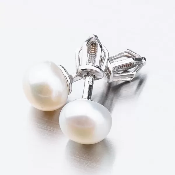 Dámske náušnice s perlou z bieleho zlata 52GZ-8002B-SR