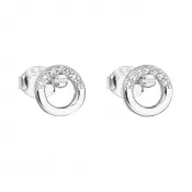 Strieborné náušnice pecka so zirkónom biele okrúhle 11016.1