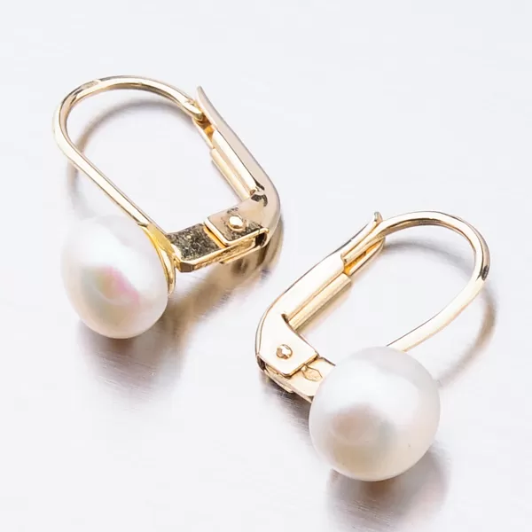 Dámske náušnice žlté zlato 585 perál visiace 52GZ-8002Z-KL