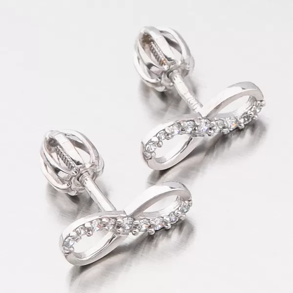 Dámske náušnice žlté zlato 585 infinity v bielej farbe 52GZ-60149B-SR