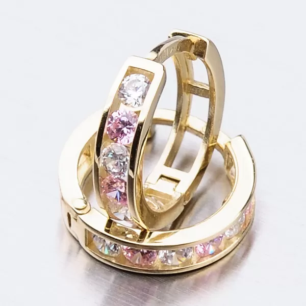 Detské náušnice žlté zlato 585 zirkónové krúžky 52GZ-3345ZRB