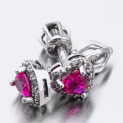 Dámske náušnice biele zlato 585 zirkón so srdiečkom 52GZ-8015BCB-SR