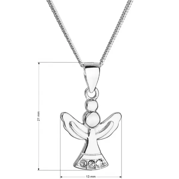 Strieborný náhrdelník anjel so Swarovski kryštálmi biely 32078.1