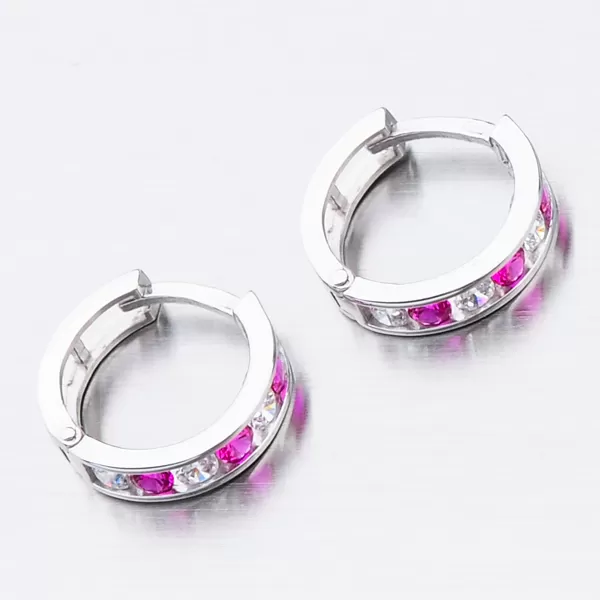 Detské náušnice biele zlato 585 kruhy so zirkónmi 52GZ-3345BCB