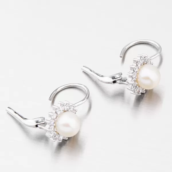 Zlaté náušnice s perlou a zirkónmi 358-0183