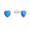 Strieborné náušnice kôstky so syntetickým opálom modré srdce 11337.3
