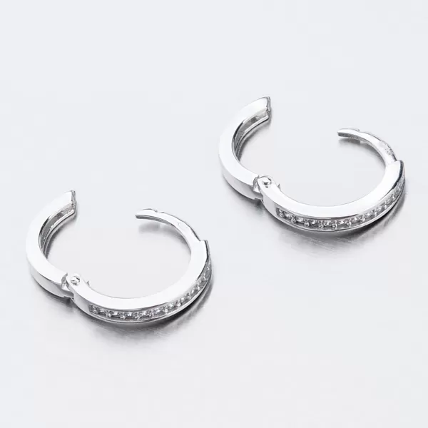 Detské náušnice biele zlato 585 kruhy so zirkónmi 52GZ-3344BBB