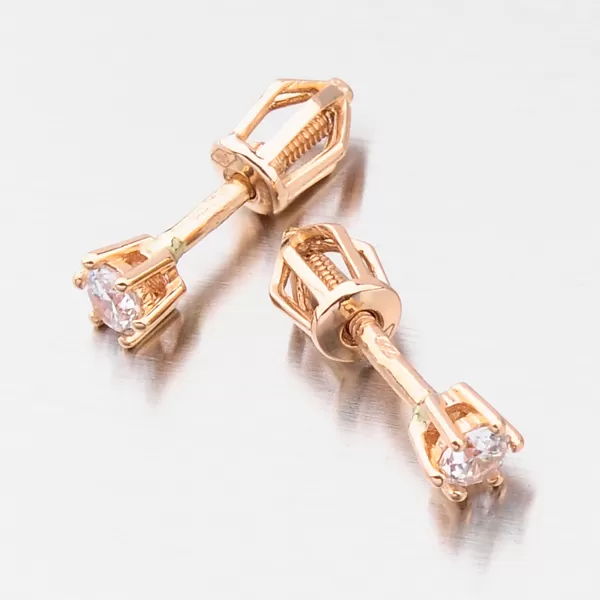 Dámske náušnice ružové zlato 585 zirkón v ružovej farbe 52DZ-8012CV-ZIR