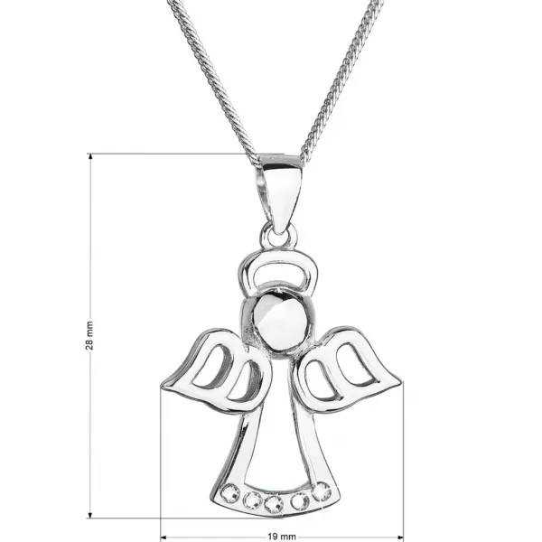 Strieborný náhrdelník anjel so Swarovski kryštálmi biely 32076.1