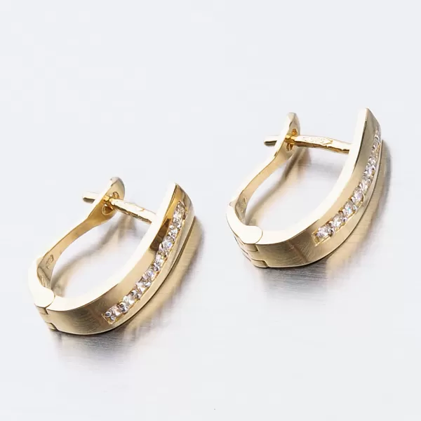 Dámske náušnice žlté zlato 585 so zirkónmi 52DZ-8018Z-ZIR