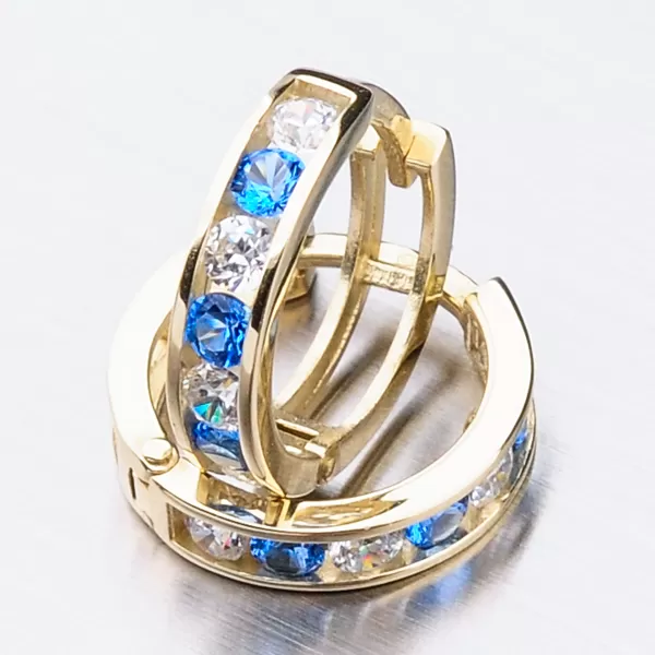 Detské náušnice žlté zlato 585 zirkónové krúžky 52GZ-3345ZMB