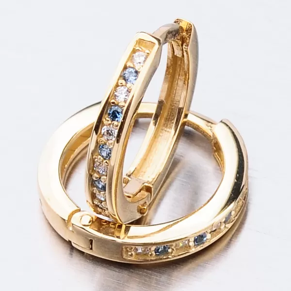 Detské náušnice žlté zlato krúžky 585 so zirkónmi 52GZ-3344ZMB