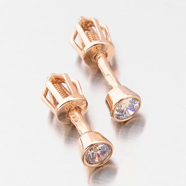 Dámske náušnice ružové zlato 585 zirkón 52DZ-8017-CV-ZIR