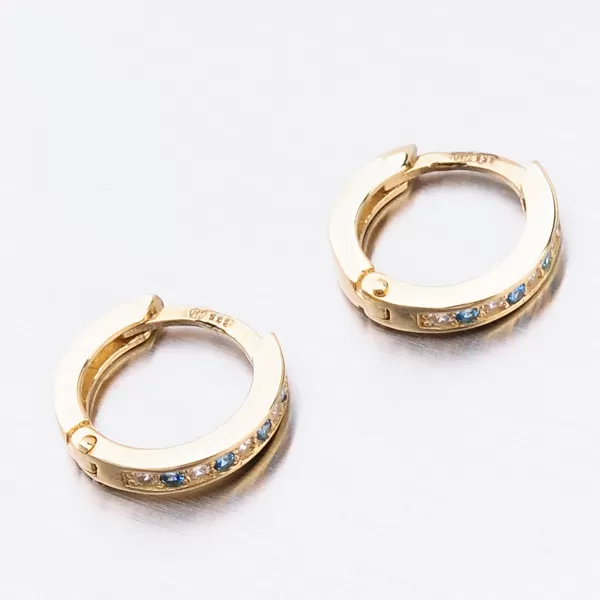 Detské náušnice žlté zlato krúžky 585 so zirkónmi 52GZ-3342ZMB