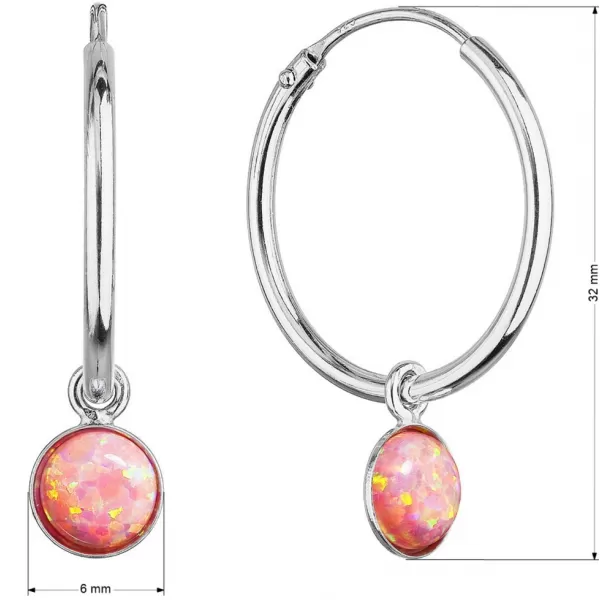 Strieborné náušnice kruhy s oranžovým syntetickým opálom 11401.3