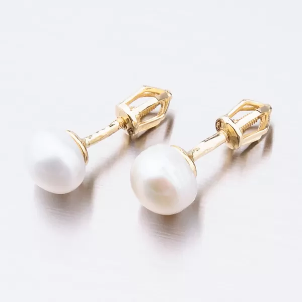 Dámske náušnice žlté zlato 585 perál s bielou 52GZ-8002Z-SR