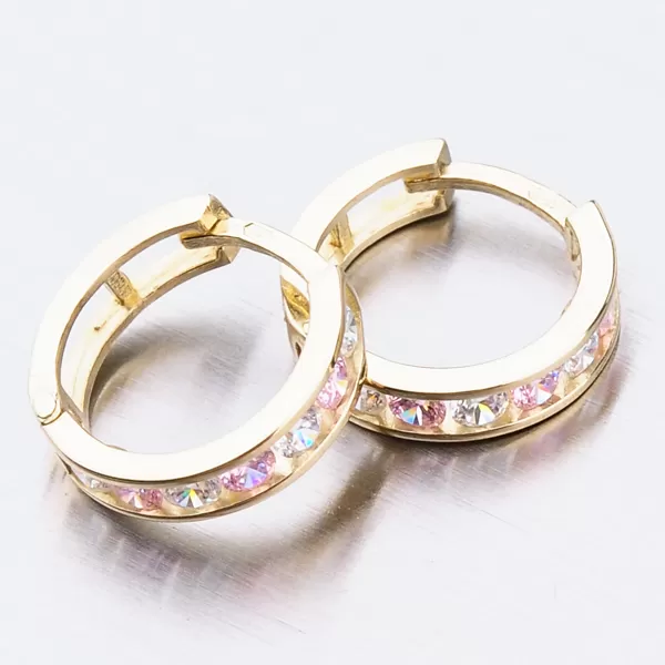 Detské náušnice žlté zlato 585 zirkónové krúžky 52GZ-3345ZRB